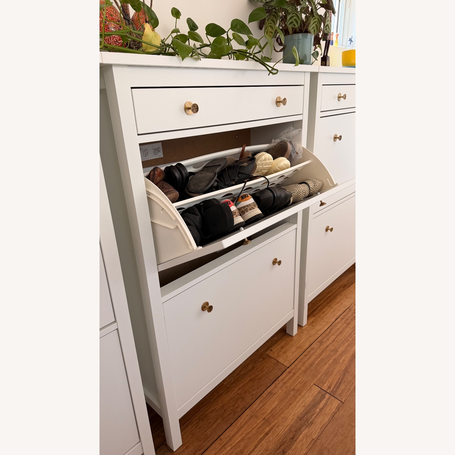 3 IKEA HEMNES Shoe Cabinets, Custom Brass Knobs - image-2