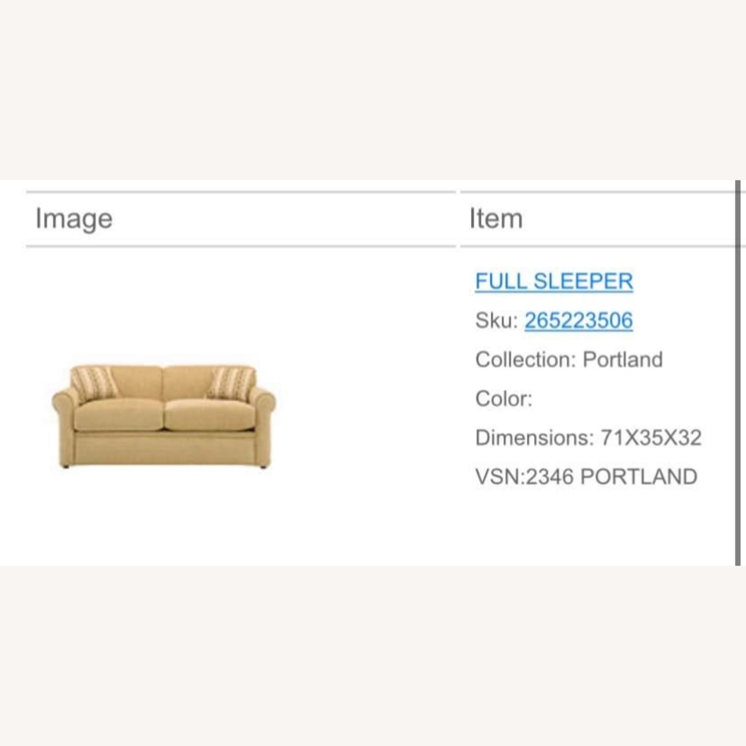 Raymour & Flanigan Portland Natural Fabric Sleeper Sofa - image-1