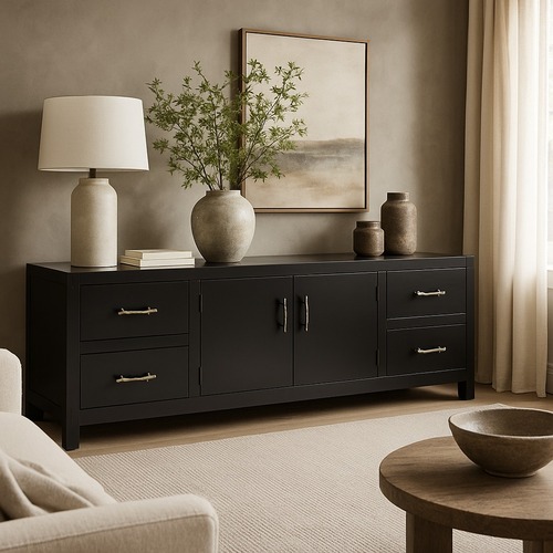 Used Taylor Made Custom Furniture Black Media Storage for sale on AptDeco