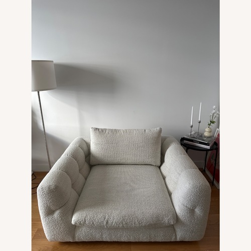 Used Crate & Barrel White Cambria Bouclé Chair and a Half for sale on AptDeco