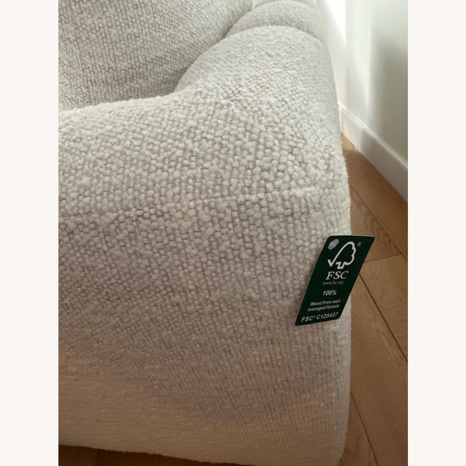 Crate & Barrel White Cambria Bouclé Chair and a Half - image-5