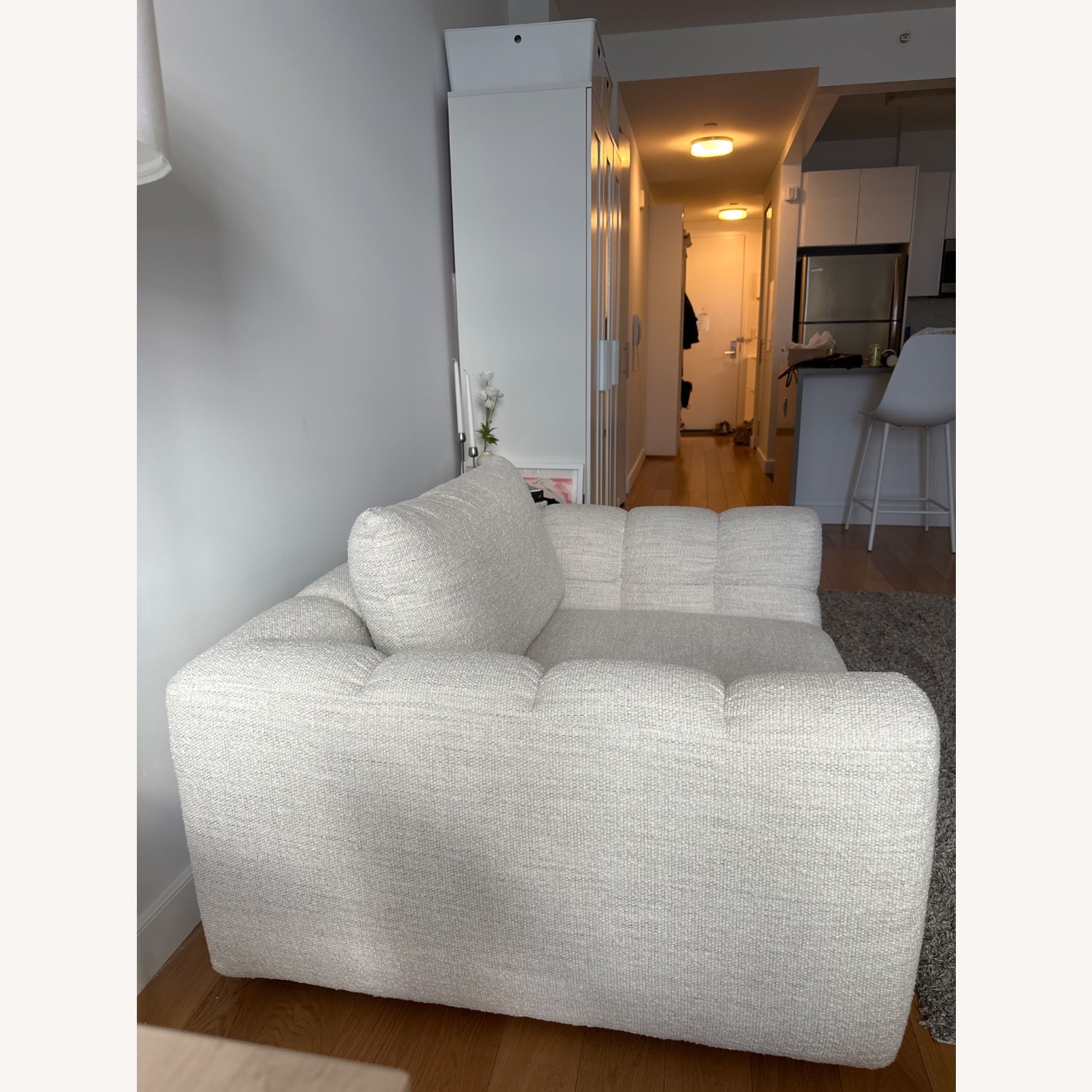 Crate & Barrel White Cambria Bouclé Chair and a Half - image-2