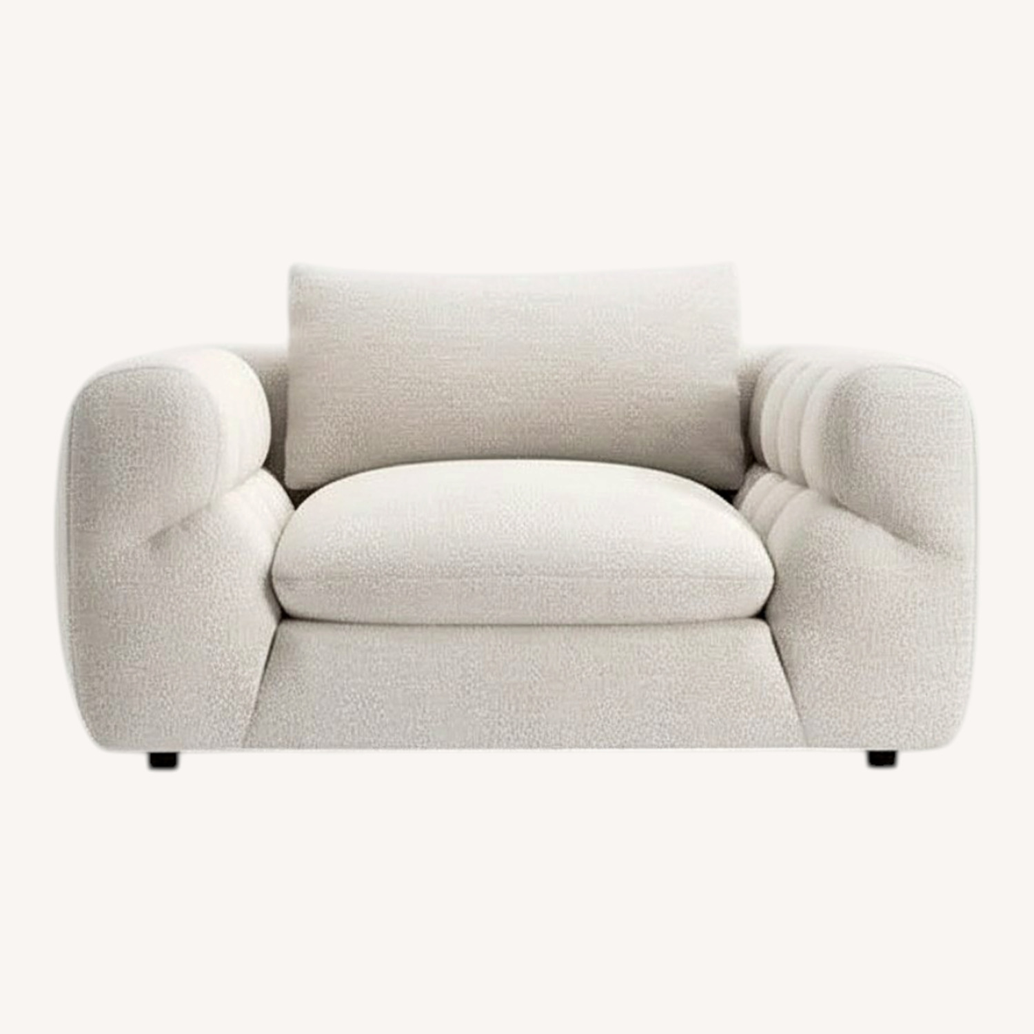 Crate & Barrel White Cambria Bouclé Chair and a Half - image-0