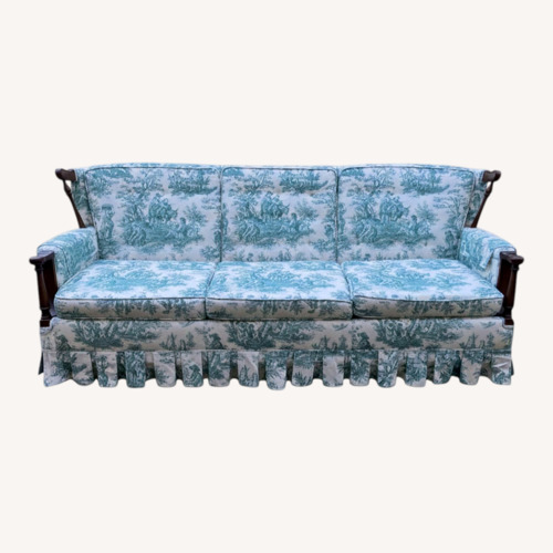 Used Vintage Colonial Revival Sofa in Green Toile for sale on AptDeco