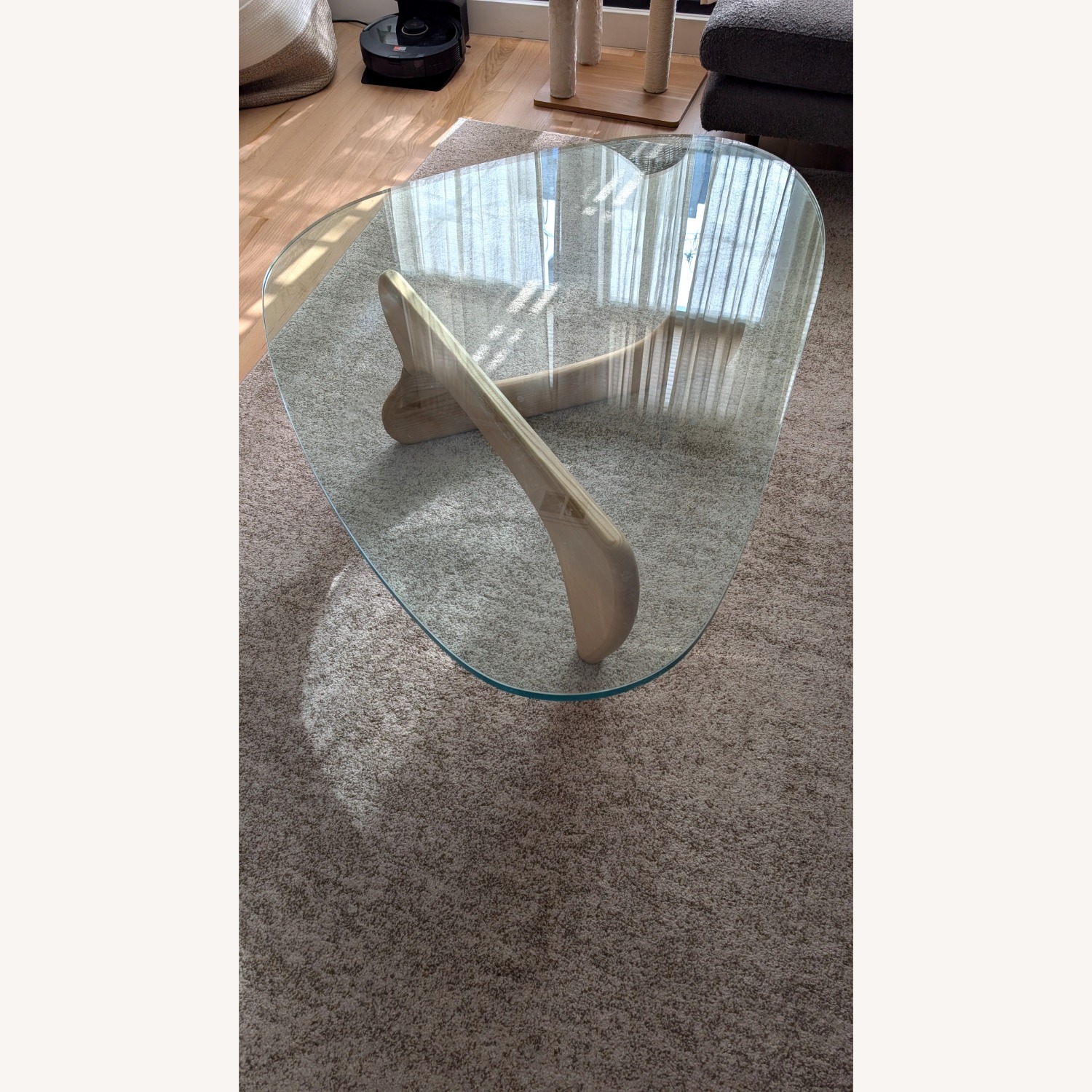 Mid Century Modern Noguchi Wood Glass Coffee Table - image-3