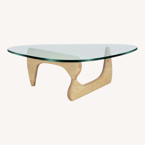 Used Mid Century Modern Noguchi Wood Glass Coffee Table for sale on AptDeco