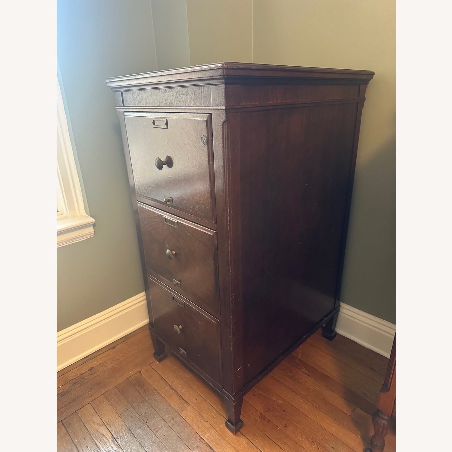 Antique Mahogany Filing Cabinet - image-2