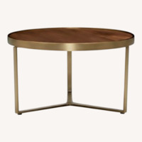 Joybird Mindy Dark Brown Wood and Brass Coffee Table
