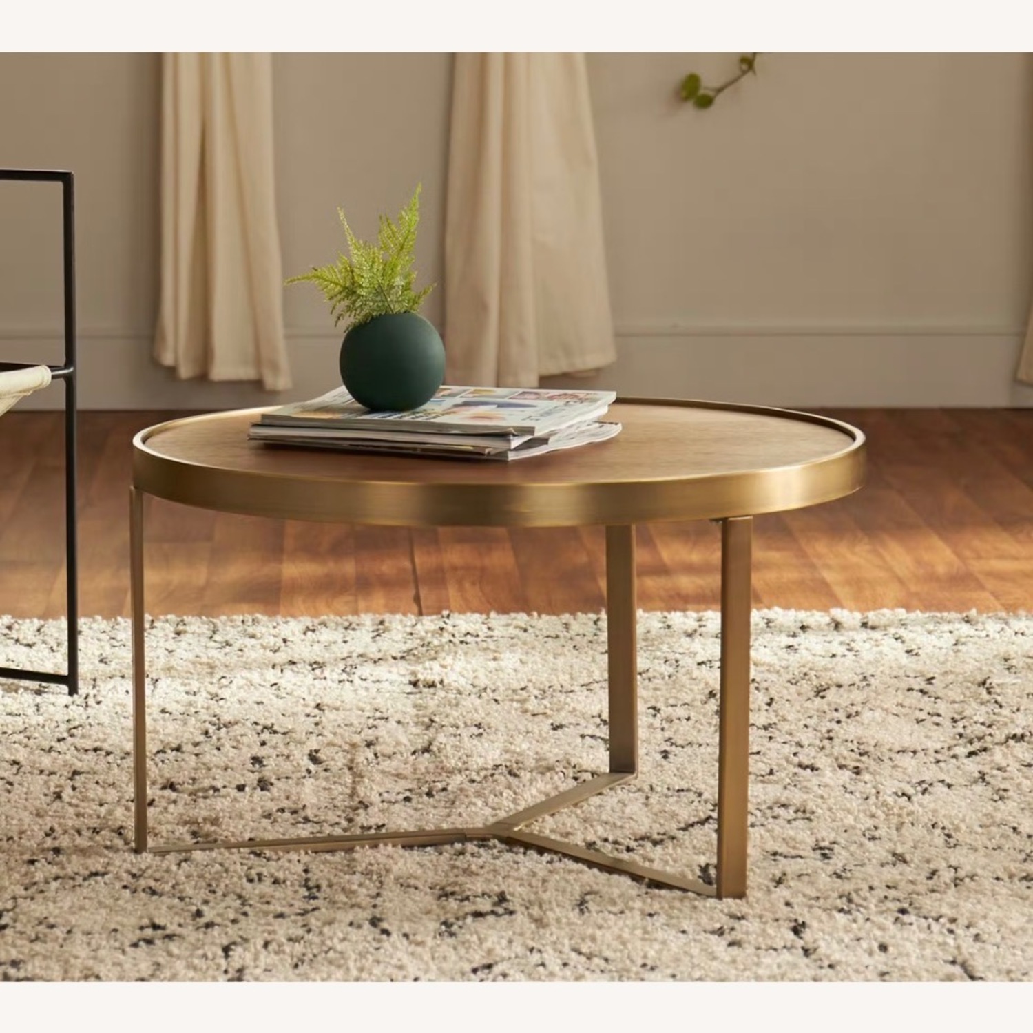 Joybird Mindy Dark Brown Wood and Brass Coffee Table - image-4