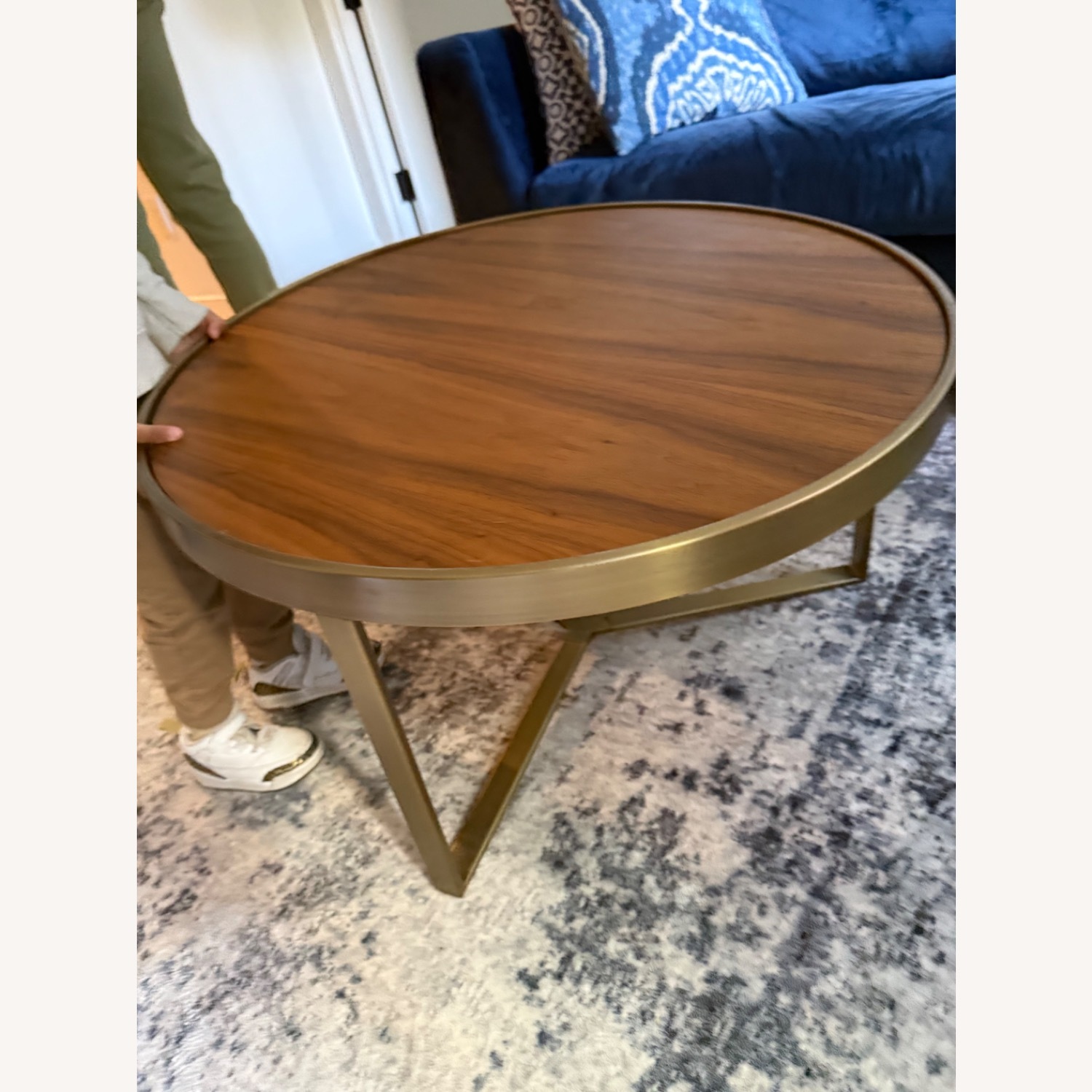 Joybird Mindy Dark Brown Wood and Brass Coffee Table - image-2