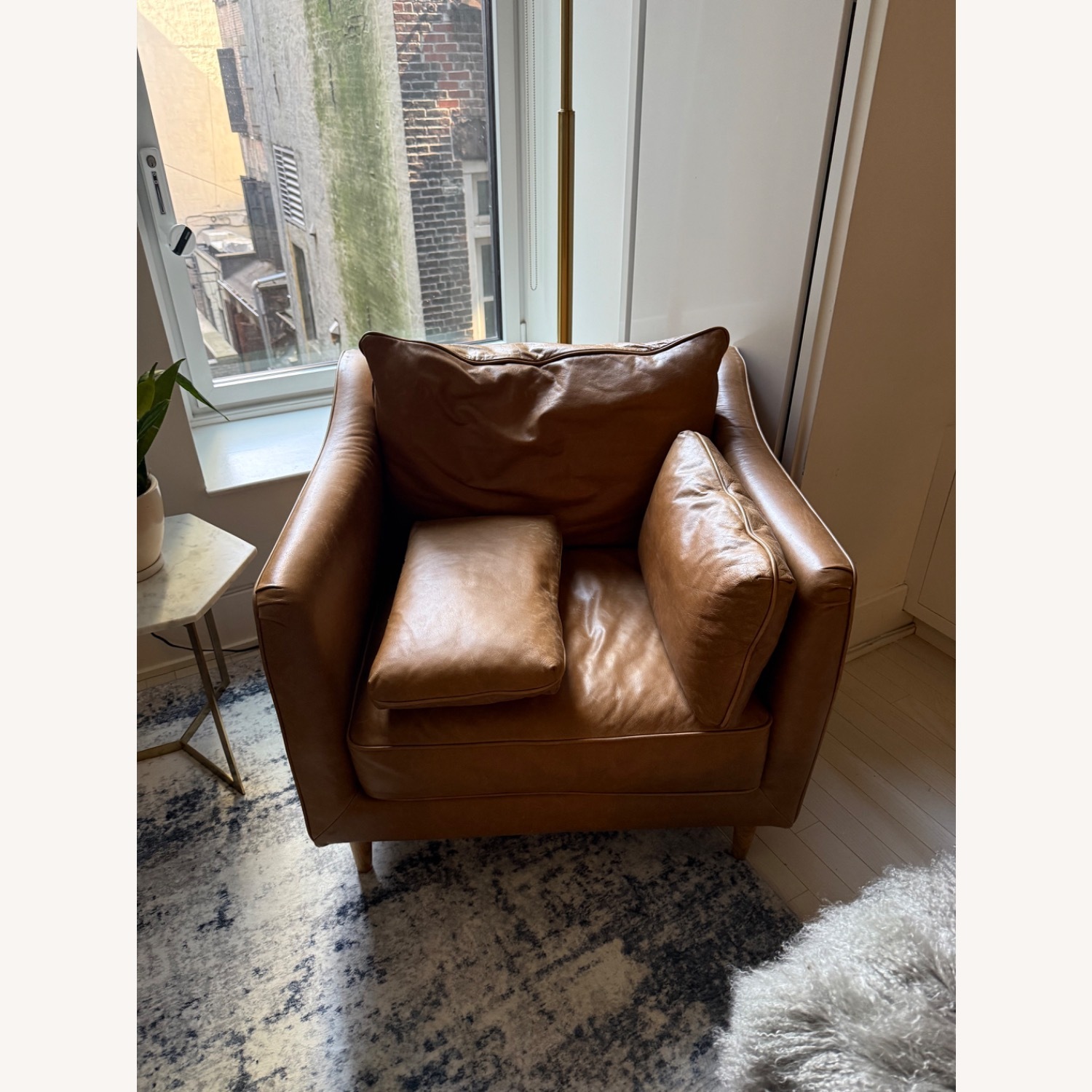 Interior Define Caitlin Natural Leather Accent Chair - image-2