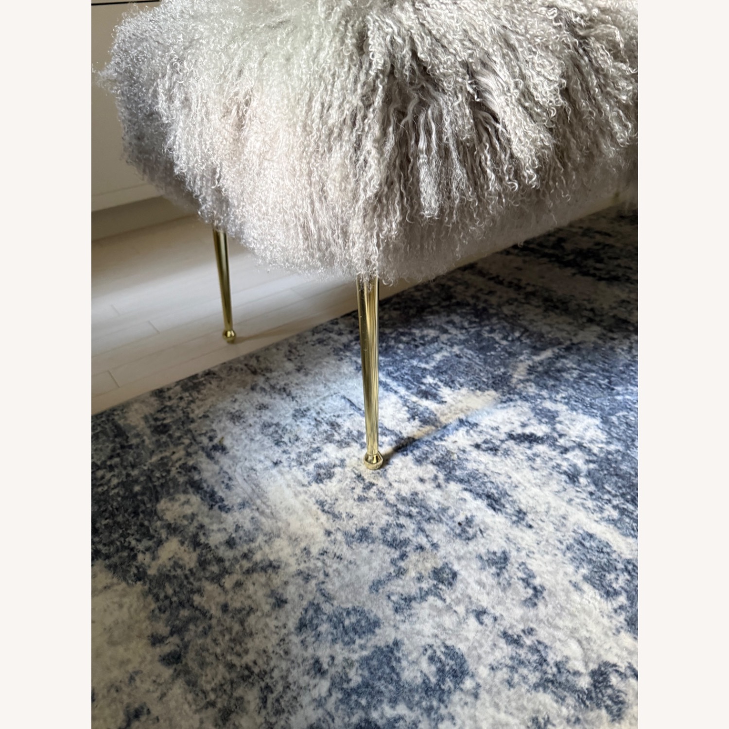 Anthropologie Luxe Wool Bench in Light Gray - image-2