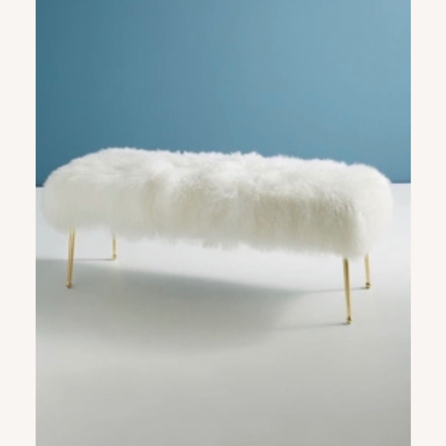 Anthropologie Luxe Wool Bench in Light Gray - image-4