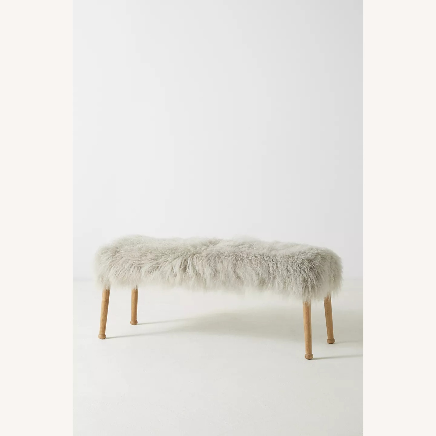 Anthropologie Luxe Wool Bench in Light Gray - image-5