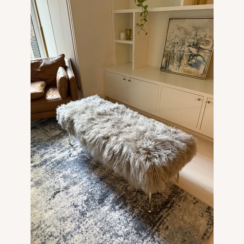 Used Anthropologie Luxe Wool Bench in Light Gray for sale on AptDeco