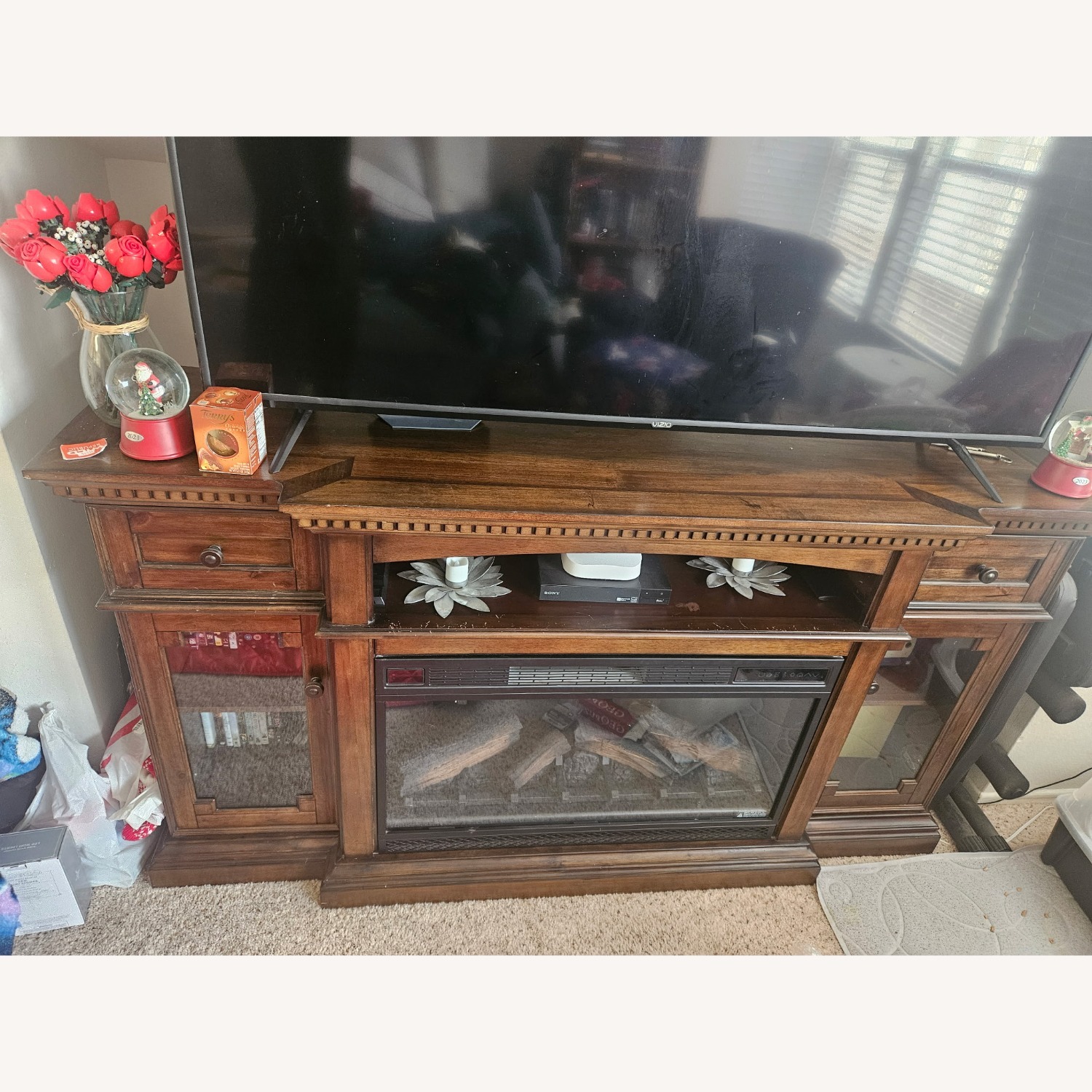 Costsco Dark Brown Wood Media Storage - image-1