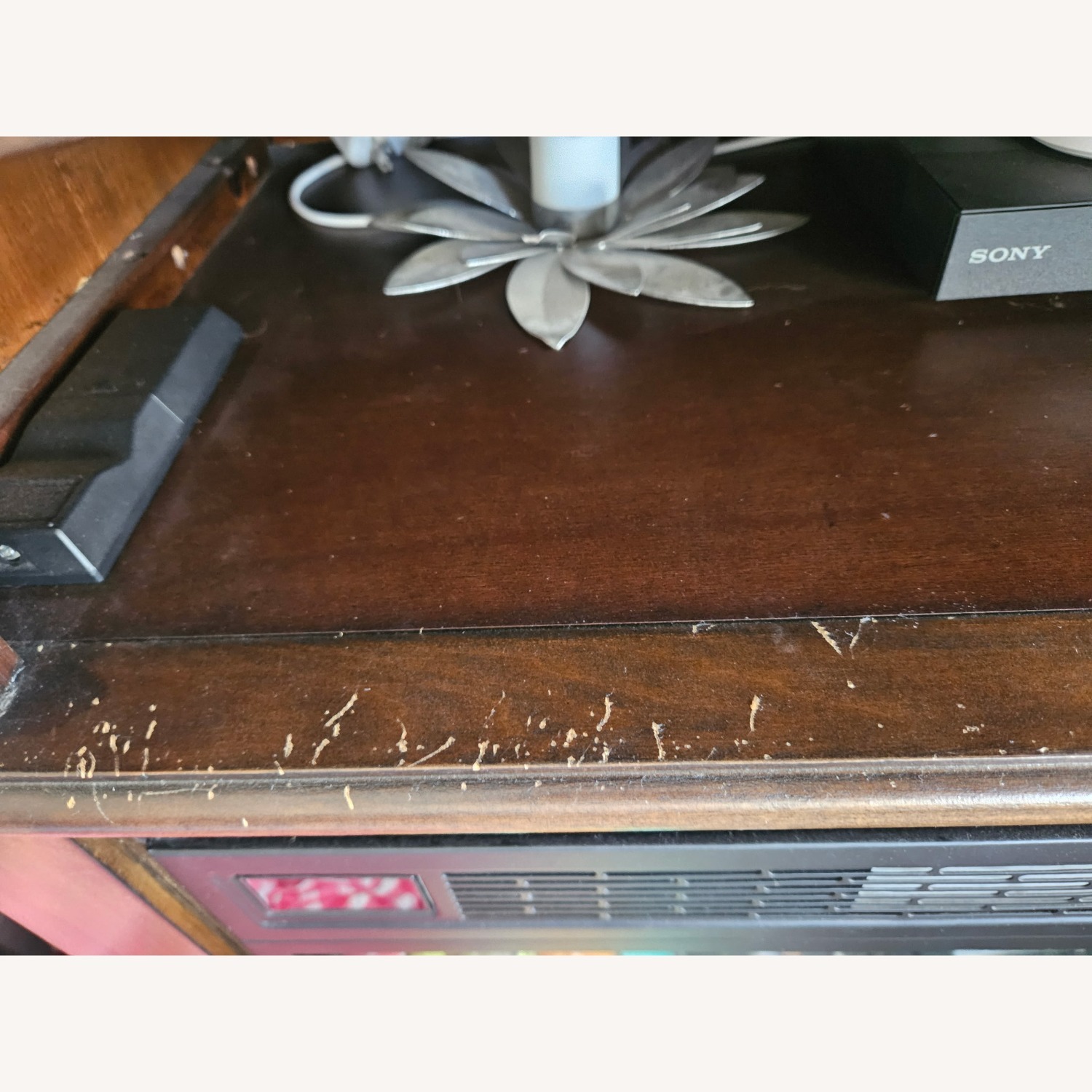 Costsco Dark Brown Wood Media Storage - image-3