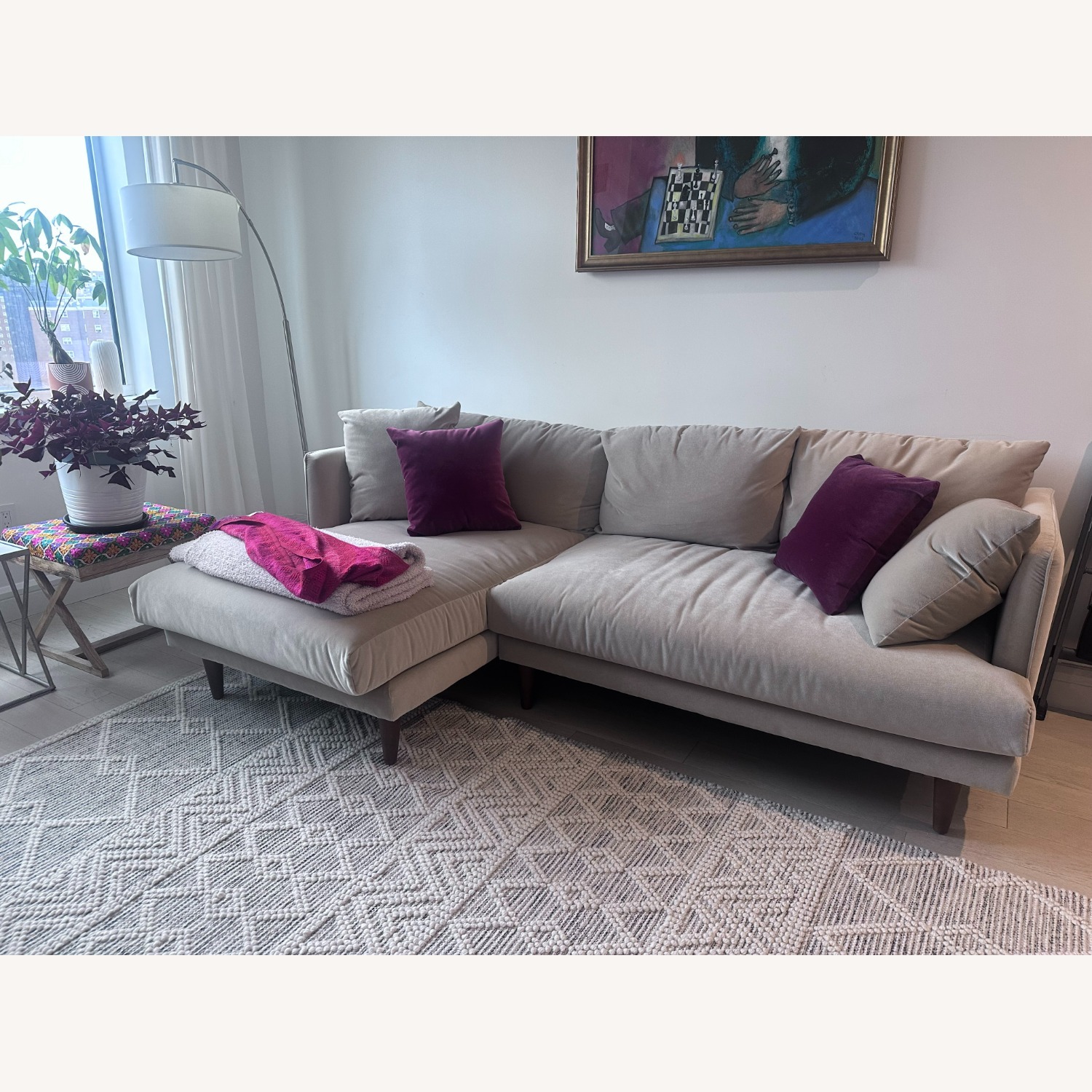 Joybird Lewis Natural Velvet 2 Piece Sectional - image-1