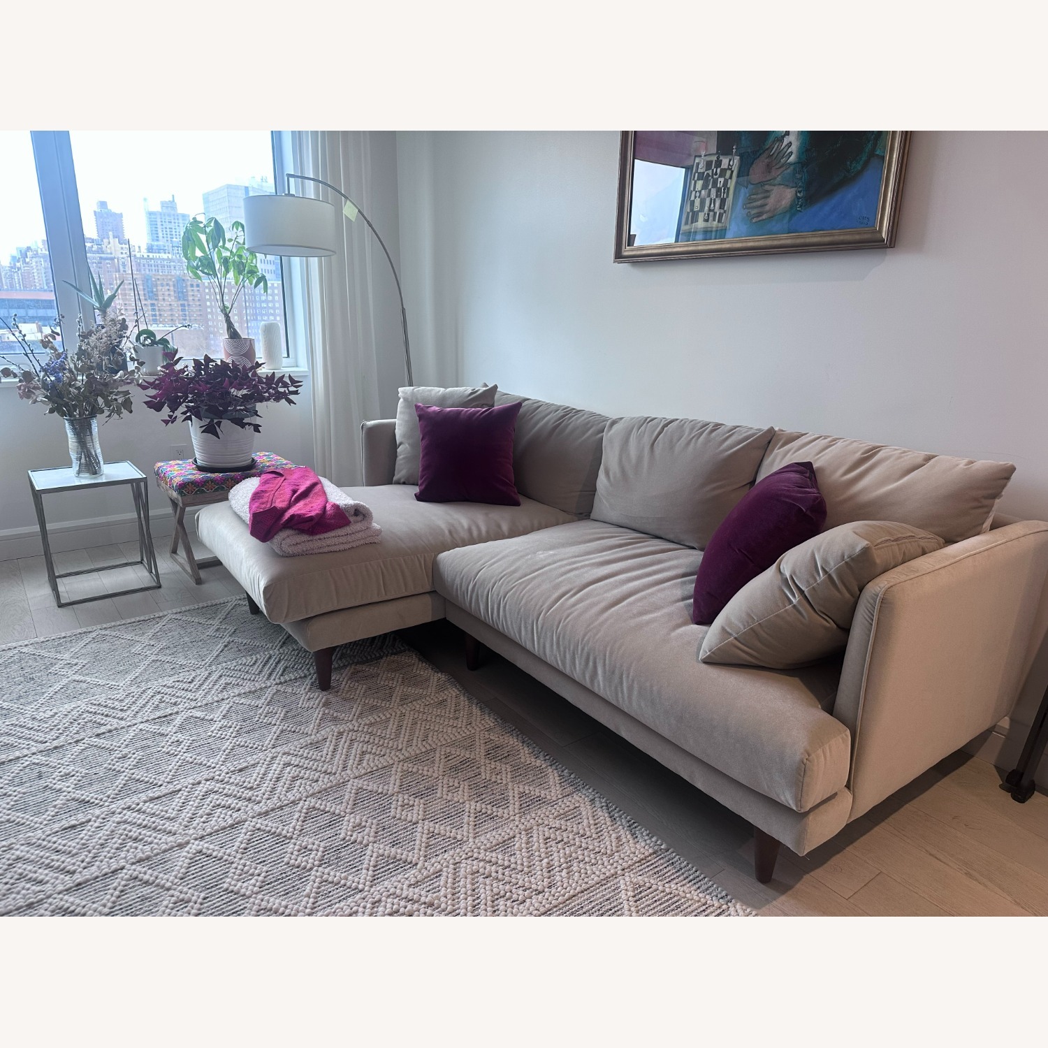 Joybird Lewis Natural Velvet 2 Piece Sectional - image-2