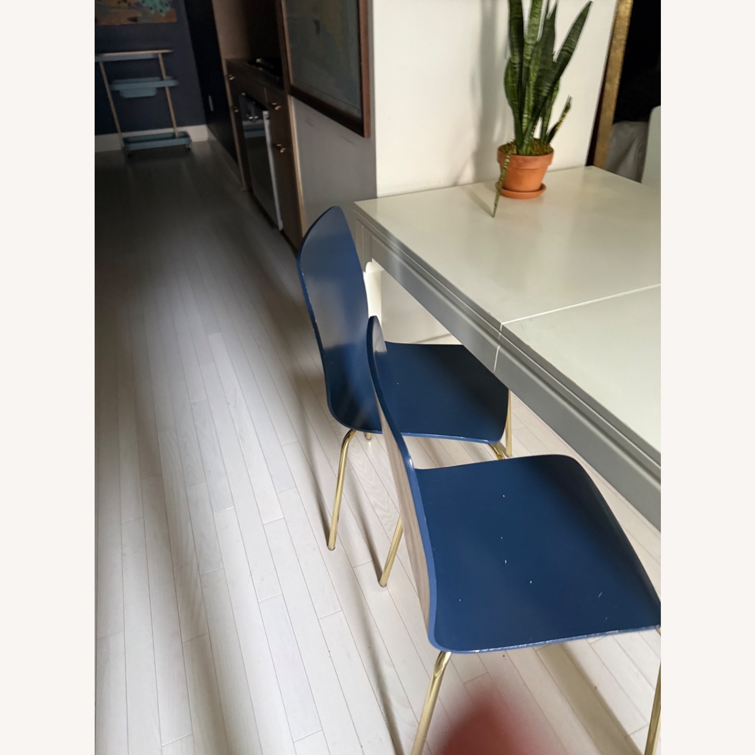 Anthropologie Blue Wood Dining Chairs - image-2