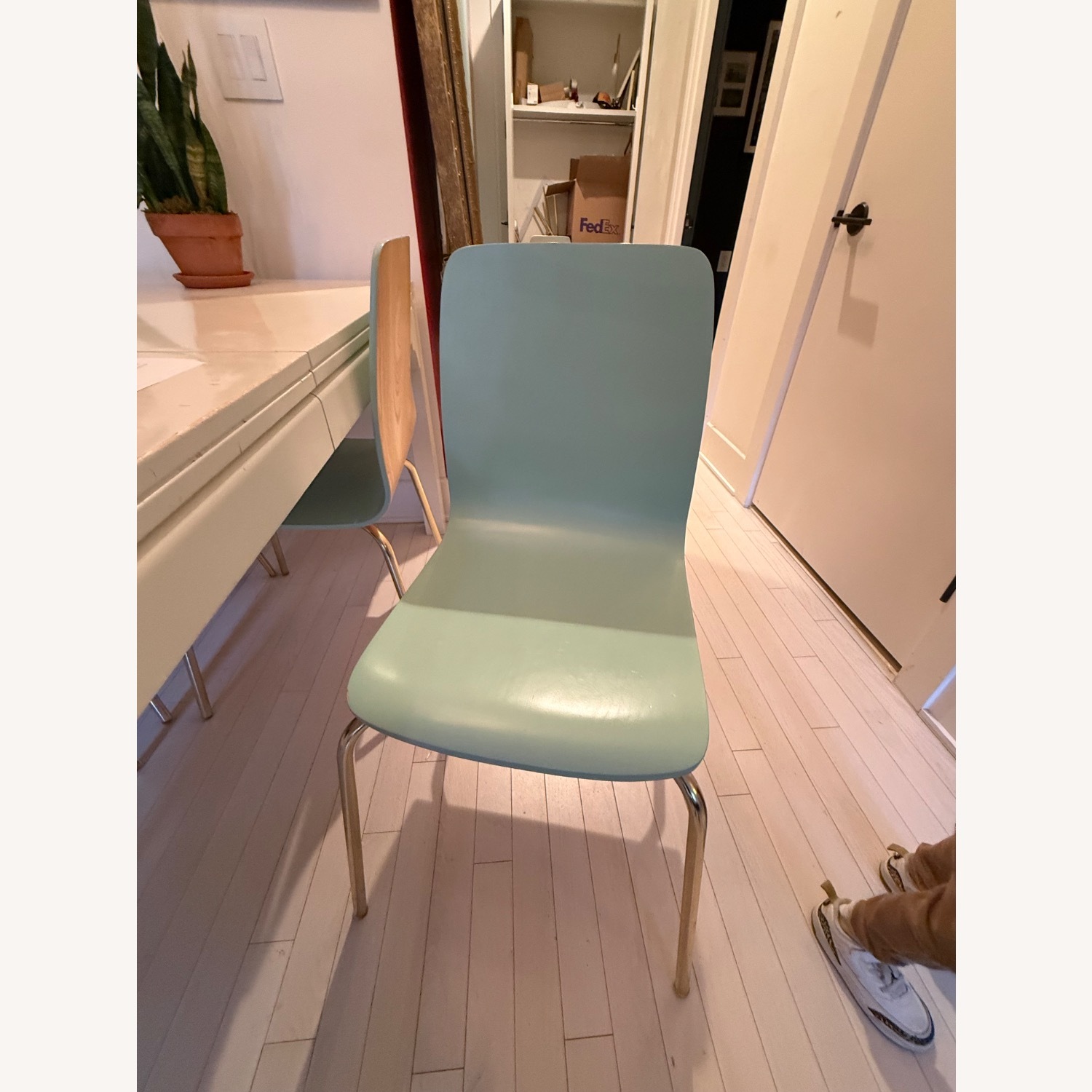 Anthropologie Green Wood Dining Chairs - image-3