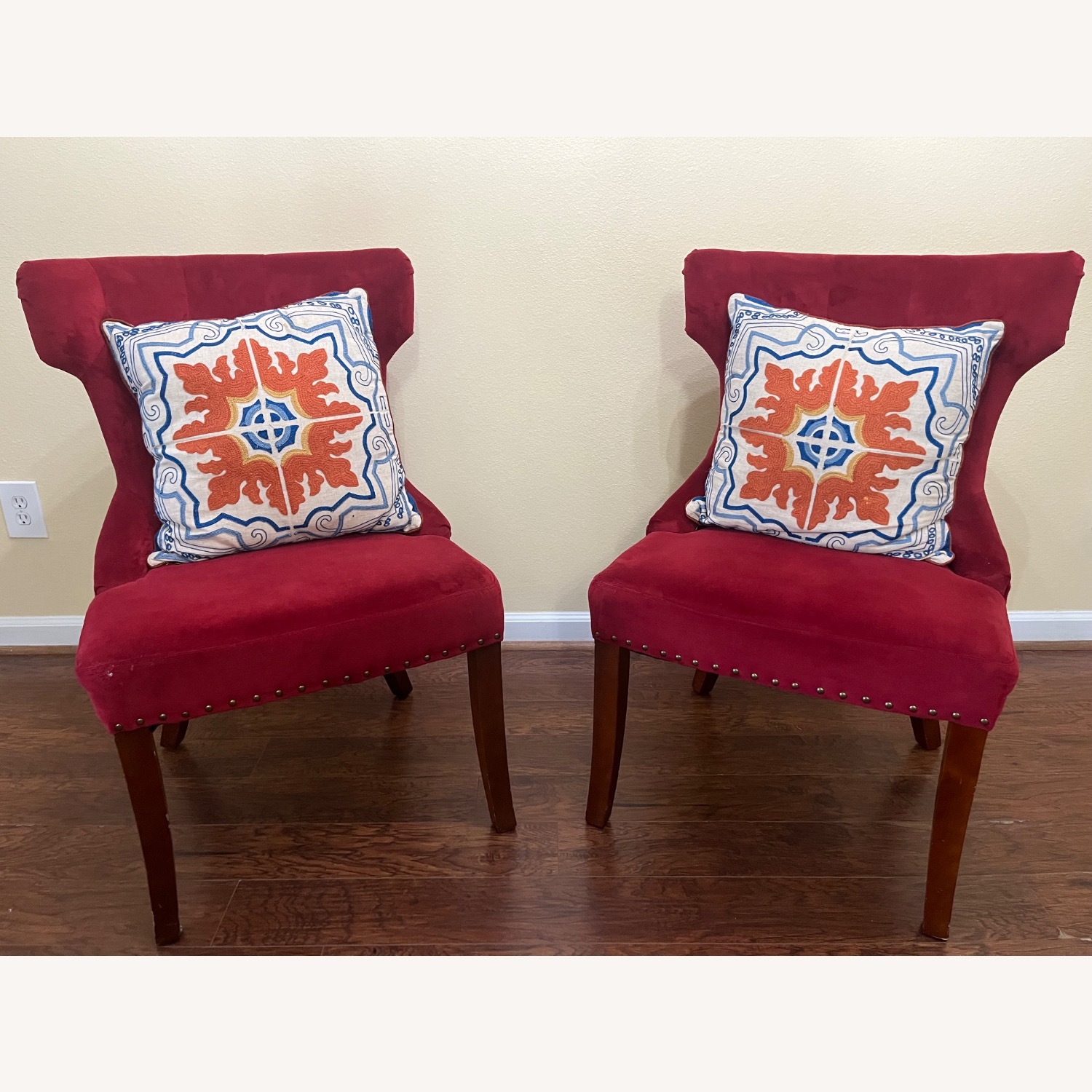 Pier 1 Imports Hourglass Red Velvet Accent Chairs - image-3