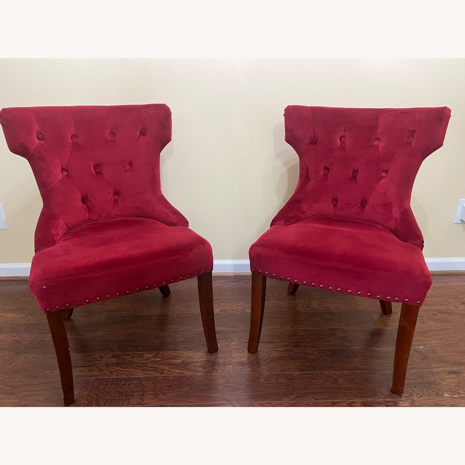 Pier 1 Imports Hourglass Red Velvet Accent Chairs - image-1