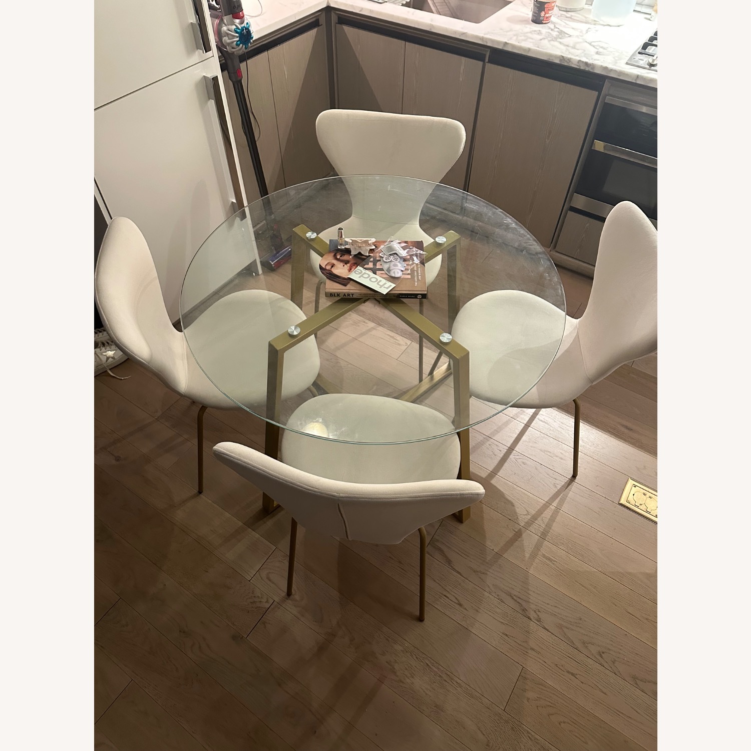 Everly Quinn White Fabric Dining Set - image-1