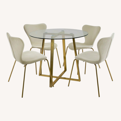 Used Everly Quinn White Fabric Dining Set for sale on AptDeco