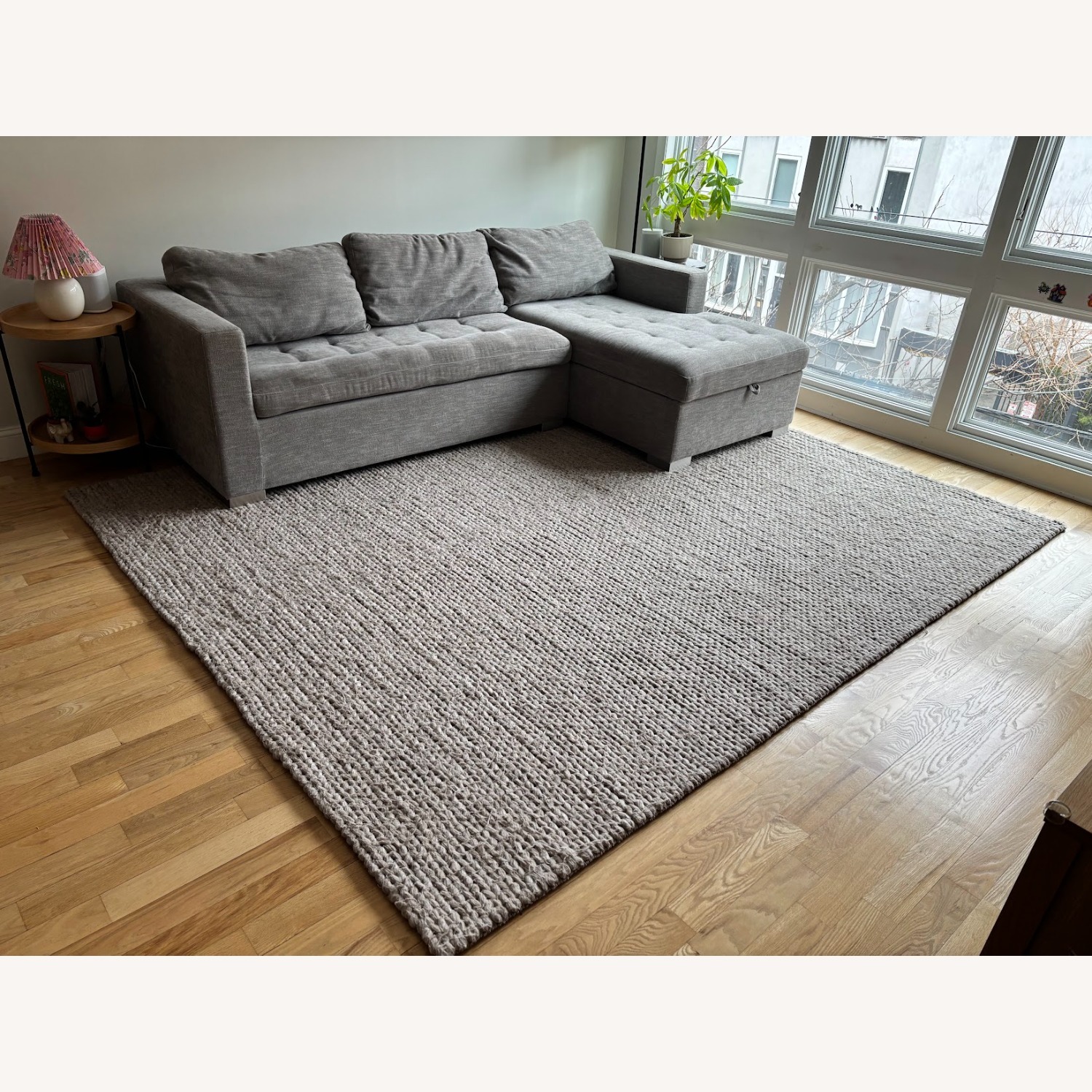 Pottery Barn Chunky Knit Sweater Handwoven Rug 8' x 10' - image-3