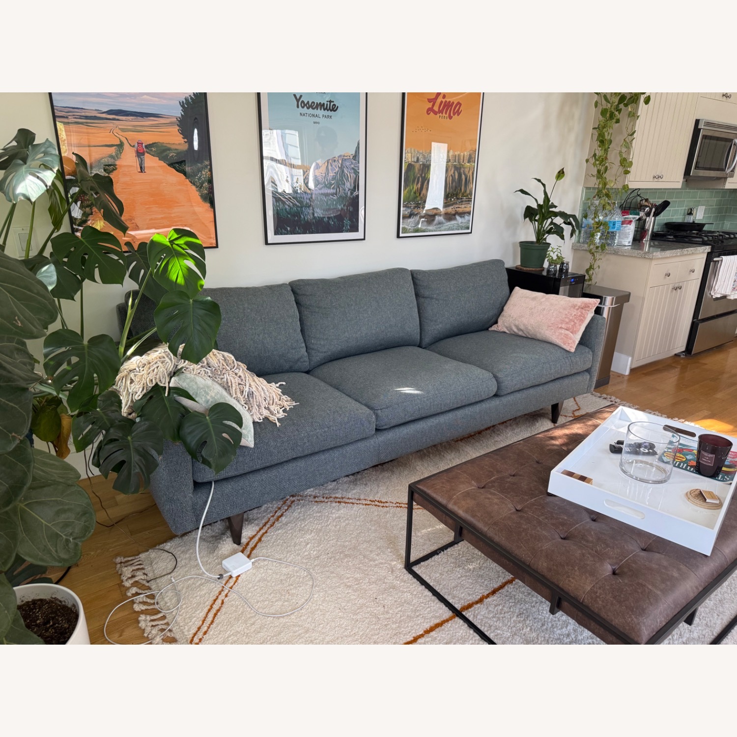 Room & Board Jasper 96” Blue Fabric 3+ Seater Sofa - image-2