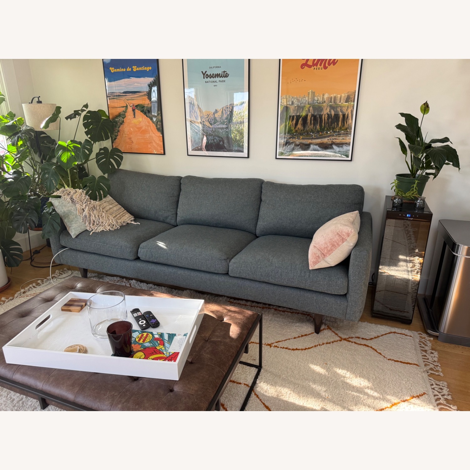 Room & Board Jasper 96” Blue Fabric 3+ Seater Sofa - image-3