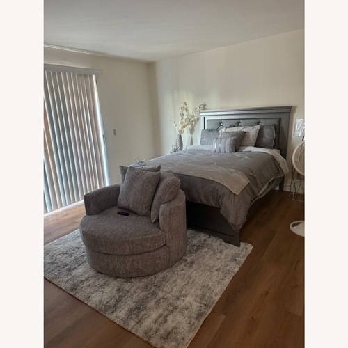 Used Living Spaces Light Gray Ottoman for sale on AptDeco