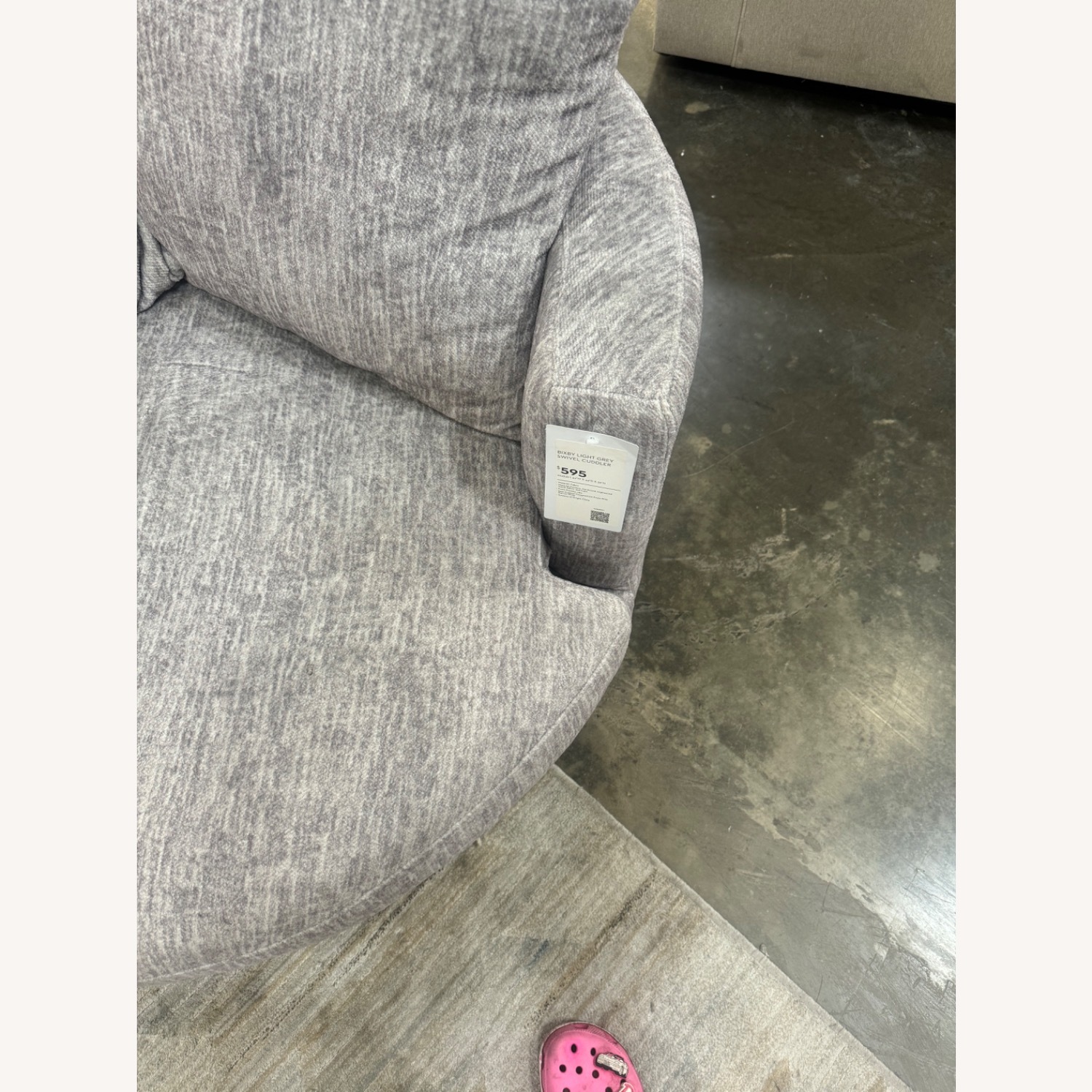 Living Spaces Light Gray Ottoman - image-2