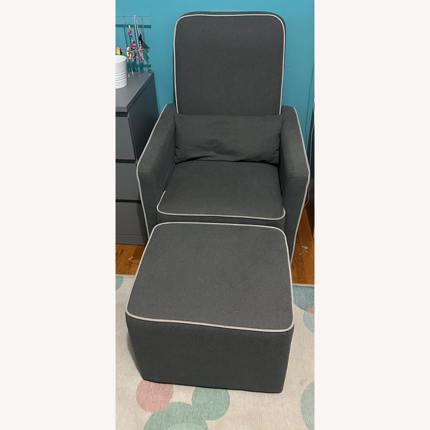 Gray DaVinci Glider + Ottoman  - image-1