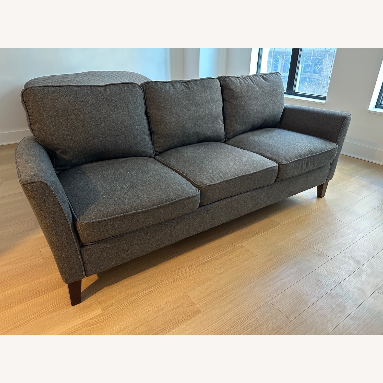 Dark Gray Fabric 3+ Seater Sofa - image-1