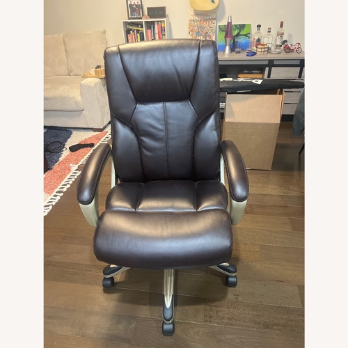 Used Amazon Dark Brown Faux Leather Office Chair for sale on AptDeco