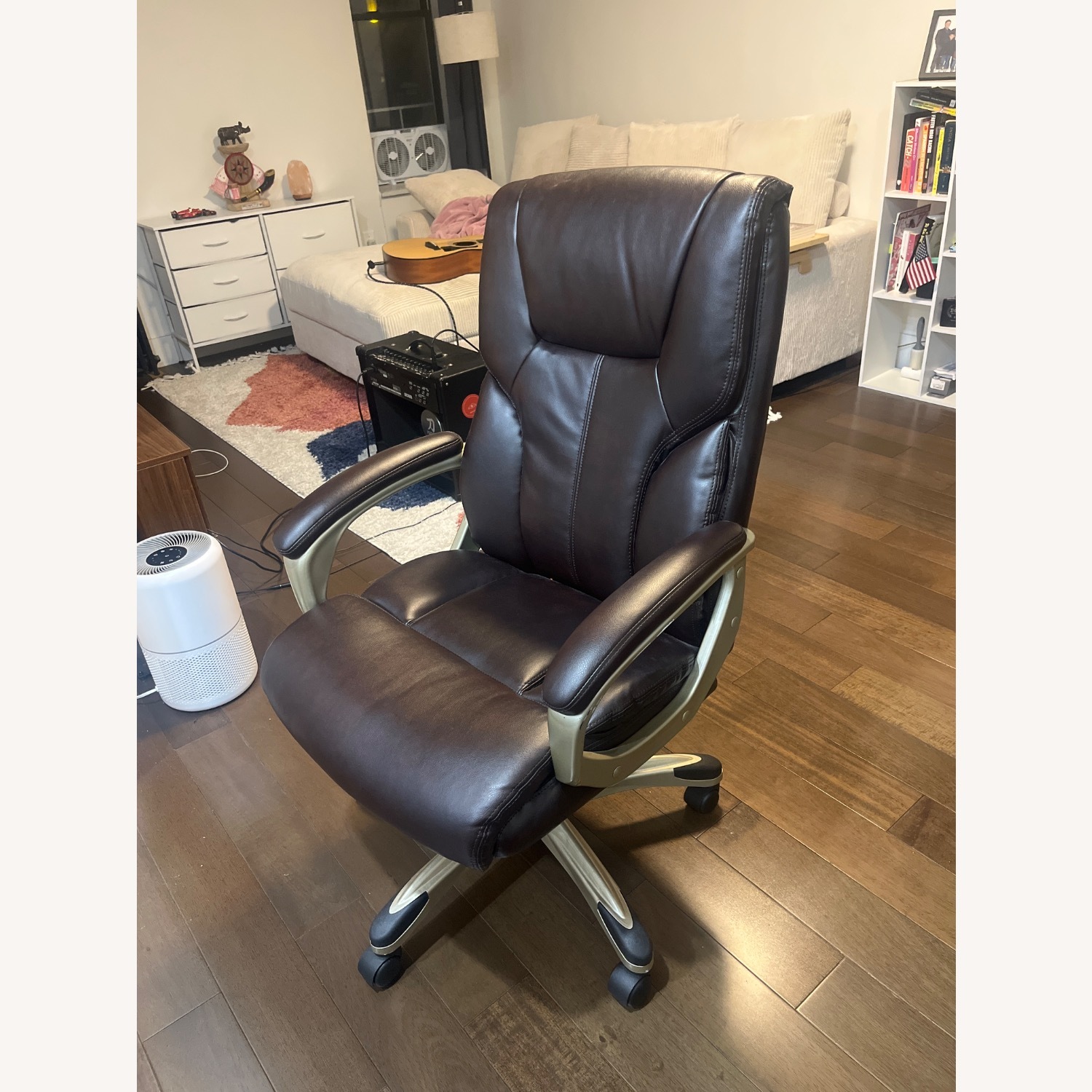 Amazon Dark Brown Faux Leather Office Chair - image-2