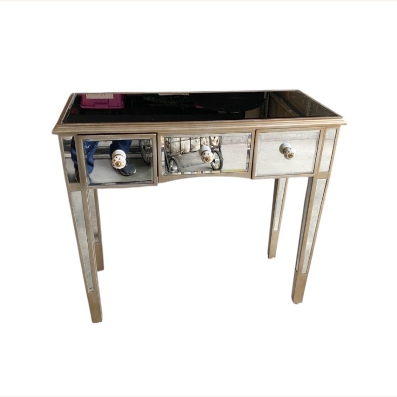 Pier 1 Imports Silver Mirrored Vanity Desk - image-1