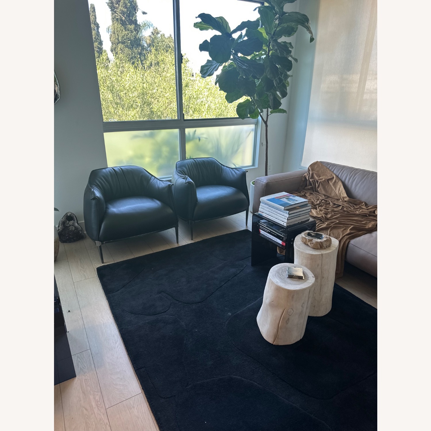 COCOCO Home Black Wool Area Rug 5' x 8' - image-1