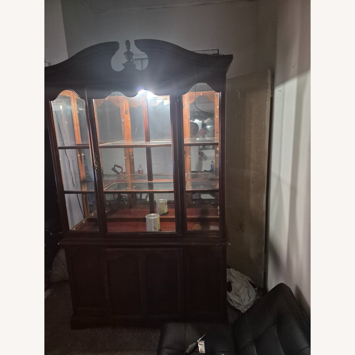 Antique Dark Brown Wood Sideboard - image-6