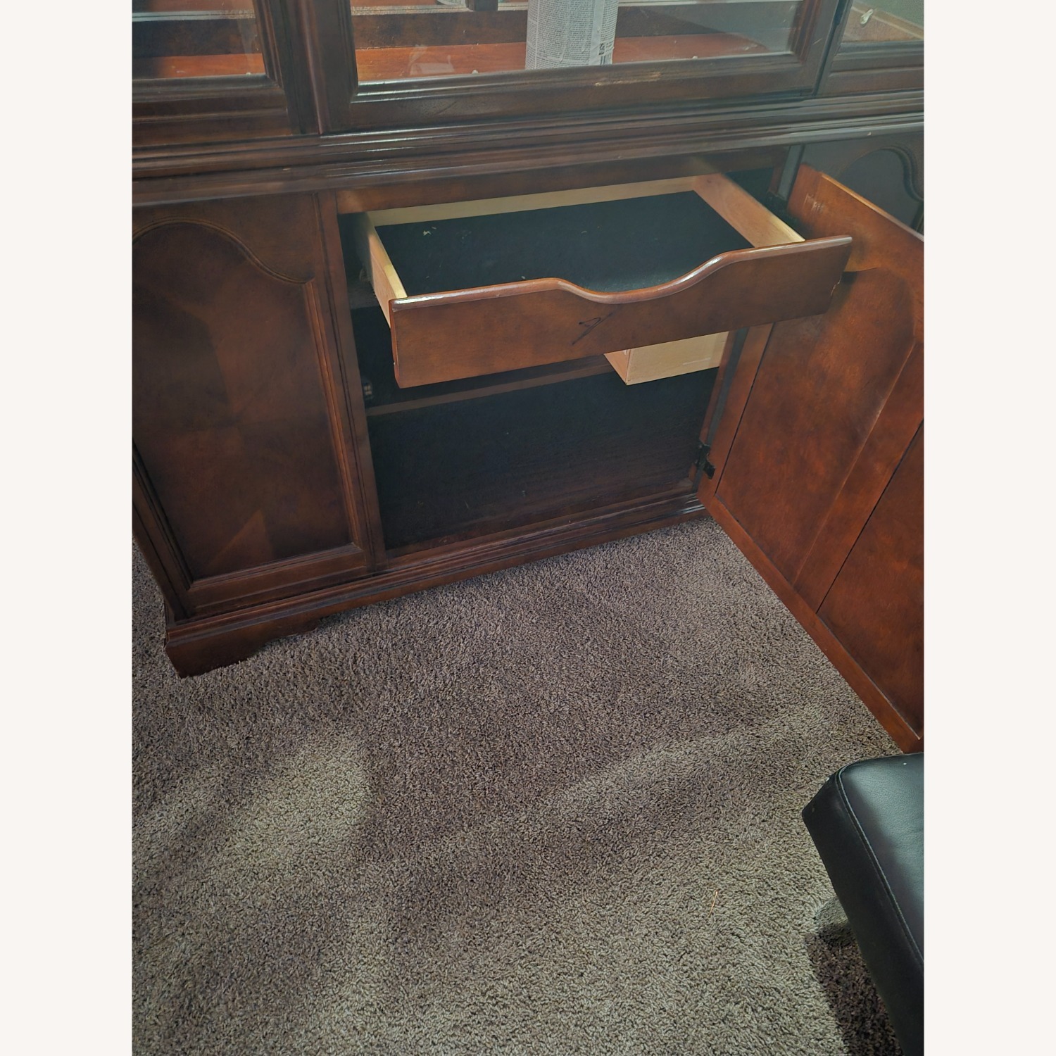 Antique Dark Brown Wood Sideboard - image-5