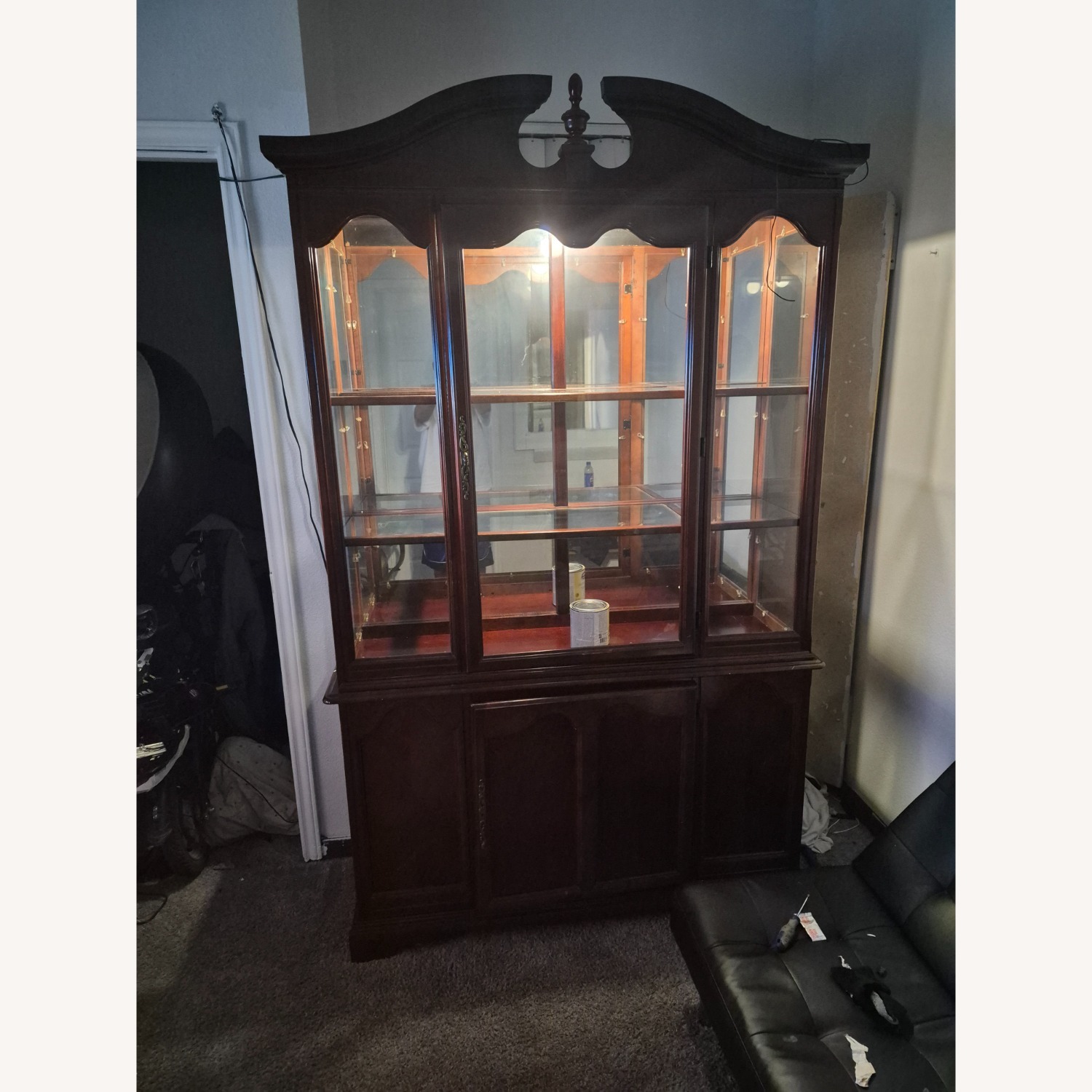 Antique Dark Brown Wood Sideboard - image-2