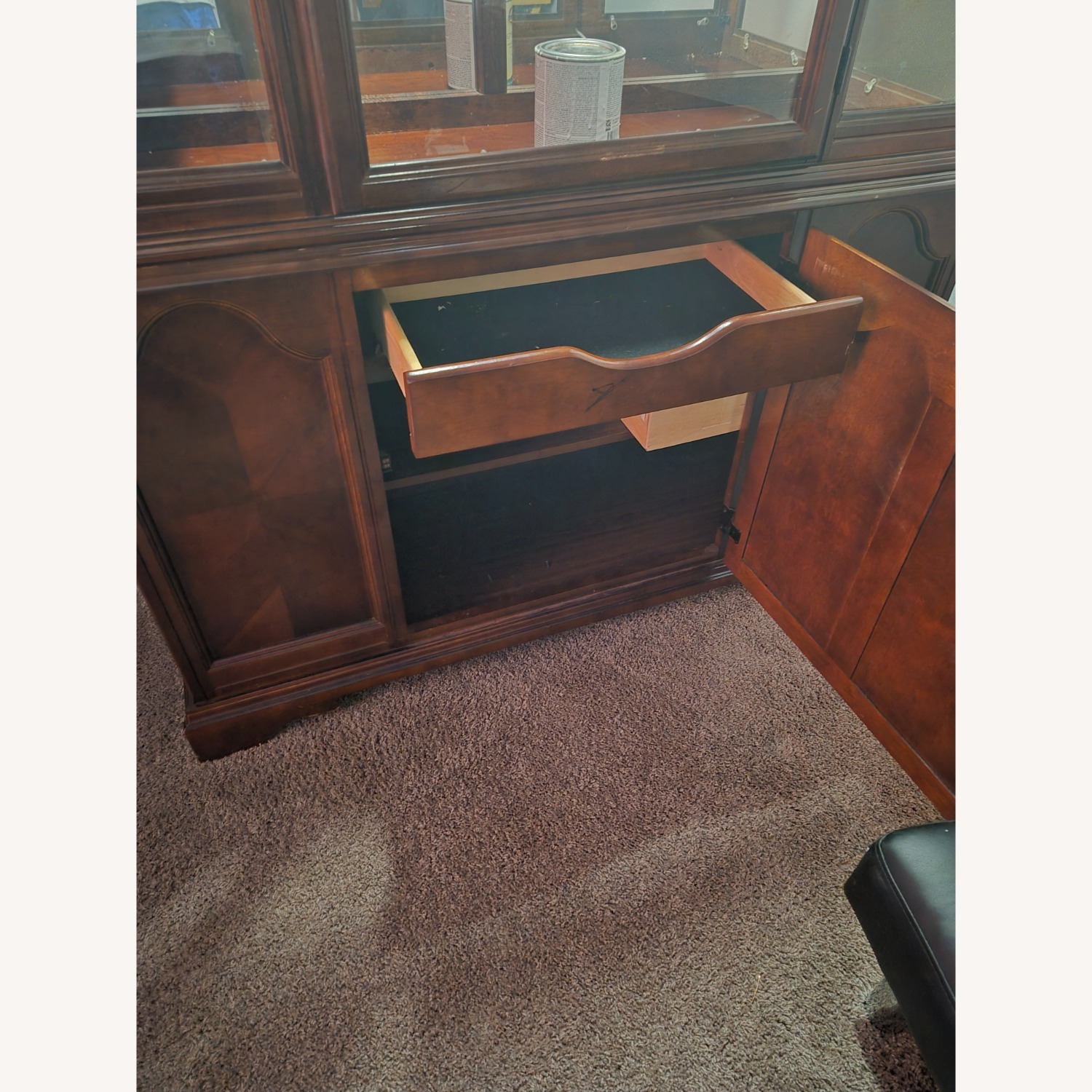 Antique Dark Brown Wood Sideboard - image-4