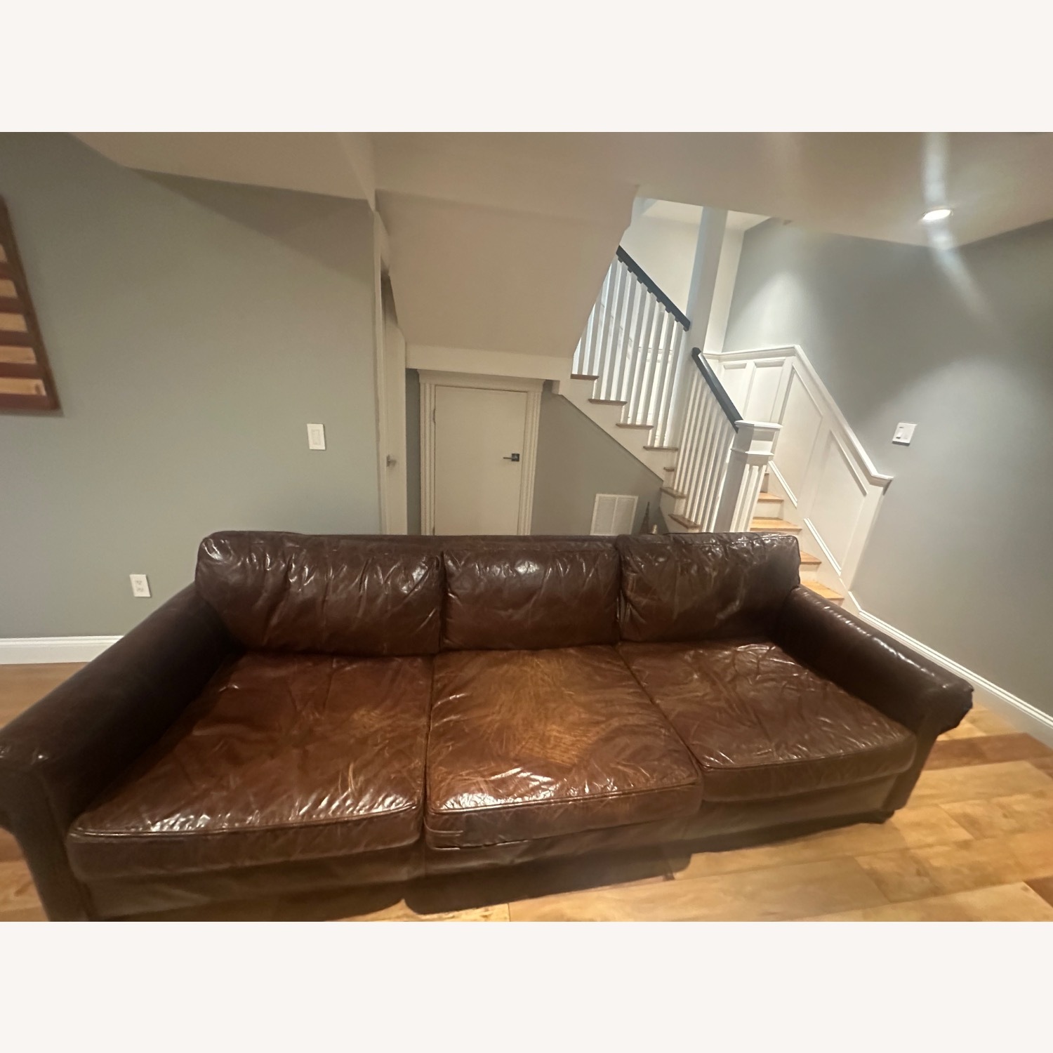 Restoration Hardware Leather Sofa - image-5