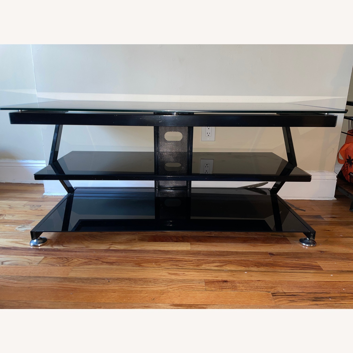 Black Glass 3-Tier TV Console - image-2