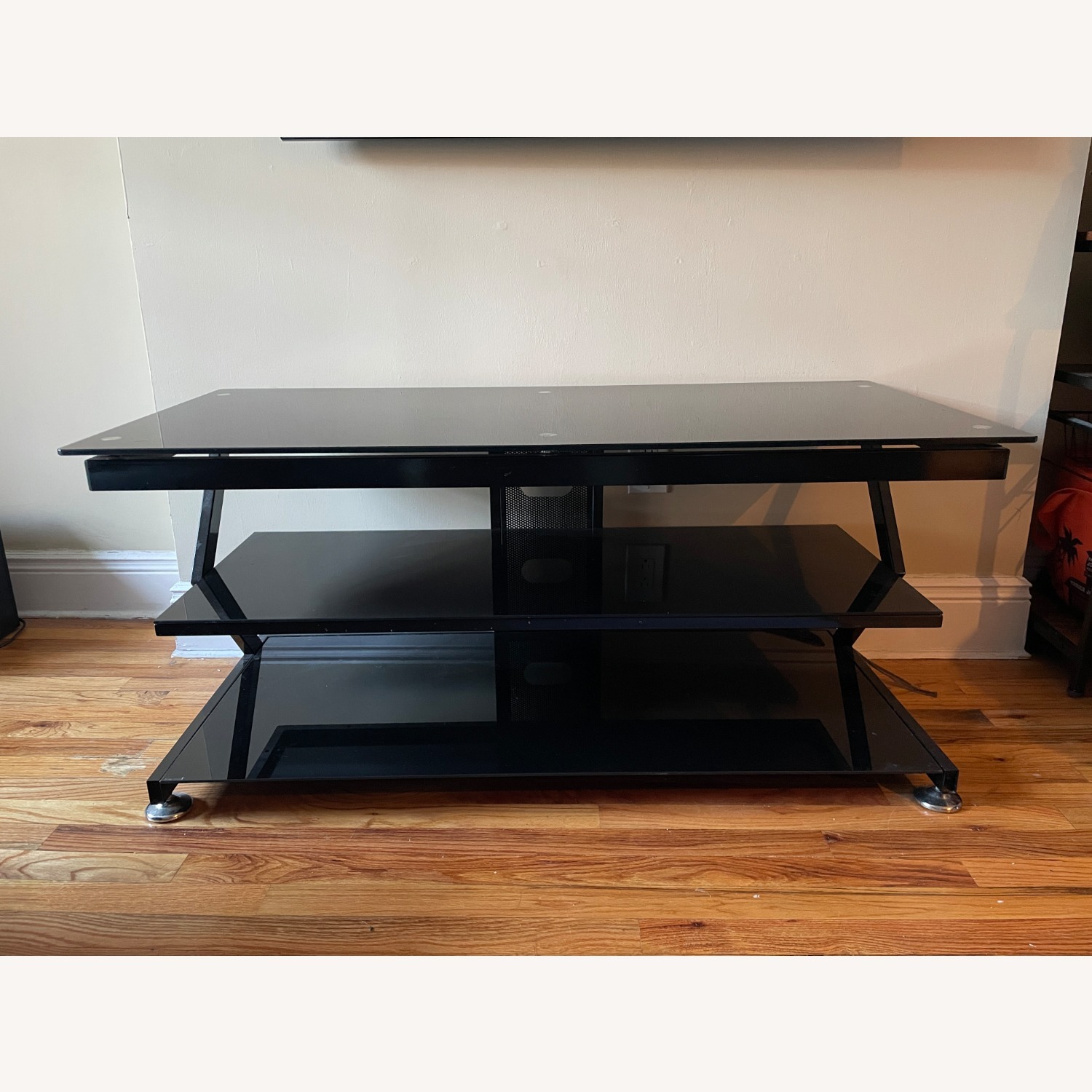 Black Glass 3-Tier TV Console - image-1