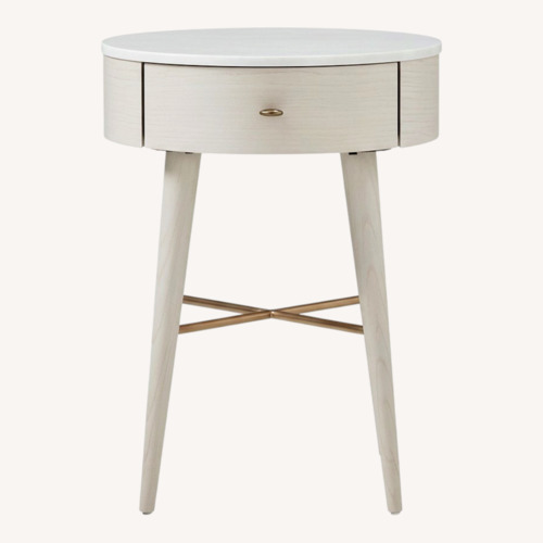 Used West Elm Penelope White Marble Nightstand for sale on AptDeco