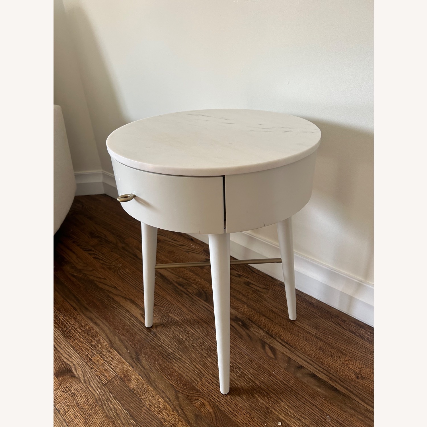 West Elm Penelope White Marble Nightstand - image-2