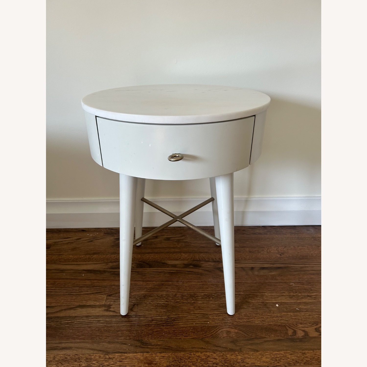 West Elm Penelope White Marble Nightstand - image-1